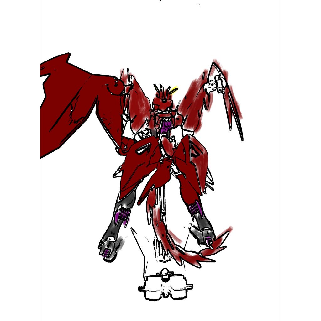 最後に製作過程を少し紹介
カラーリングは悩みに悩みました。反転色にするかとかゼハートカラーにするかとか。
某アヴェンジャーカラーをいきなりやってこれじゃない！！ってなるのは嫌だし……ガンダムブレイカーにはレギルスないし……
と頭を悩ませていた時に見つけたのがこれ！
塗り絵アプリ！
モノクロに加工(最初からモノクロの方が塗り絵にした時線がはっきりします)した写真を取り込むだけでオッケー！
あとは大雑把に塗り分けて合うかどうかを見ます。
うん…赤色が実物と違うね
そこは本人が一番わかってるからご愛嬌で！！
長々と閲覧ありがとうございました！