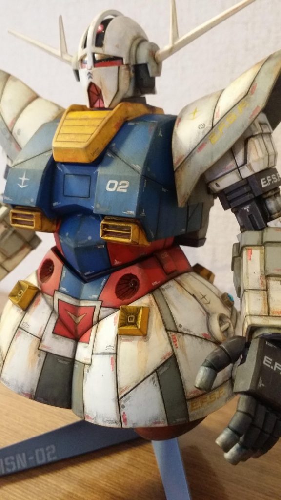 スジボリ追加とおたすけパーツでガン〇ム的な記号を盛り込んでます。