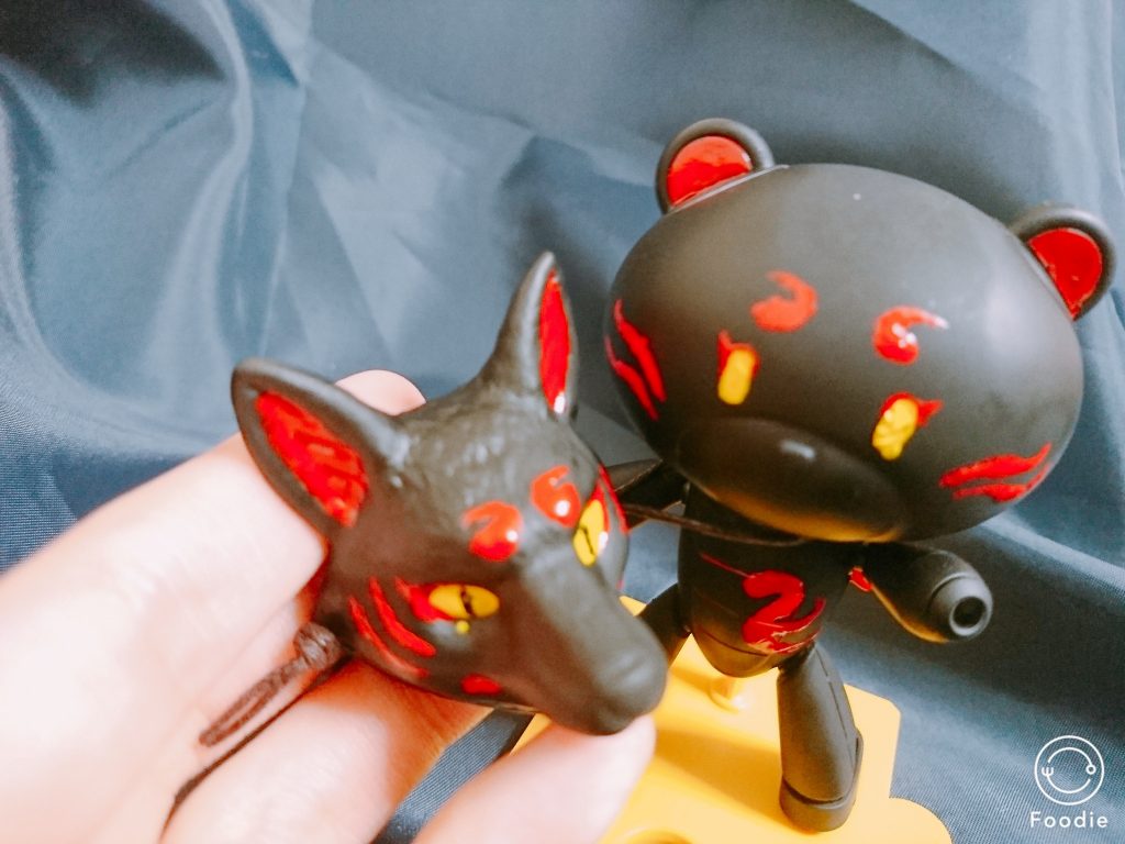 お面の柄もプチッガイの柄も全て手描きです(´>∀<｀)ゝ