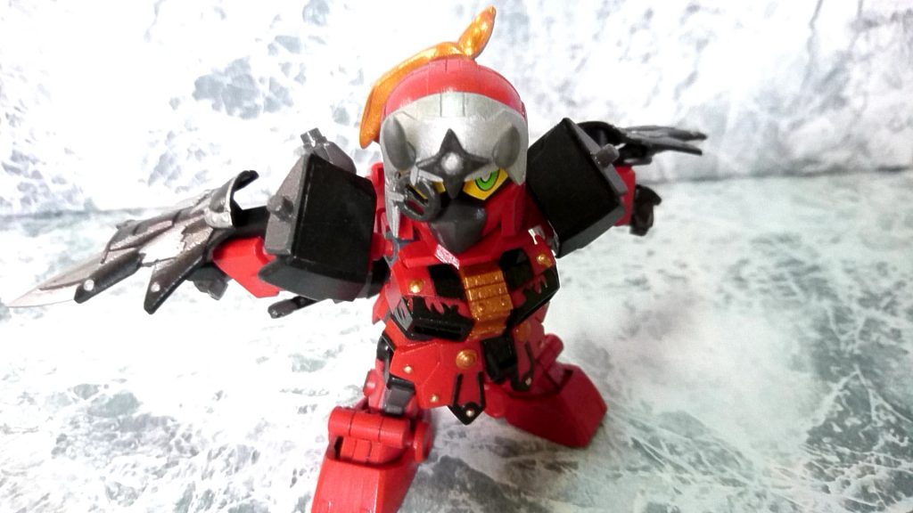 必殺技は
「疾風 幻影斬」

投げた大型手裏剣 嵐が大竜巻を発生させ、相手の動きを封じ
３体に分身し、疾風の如く斬りかかる！