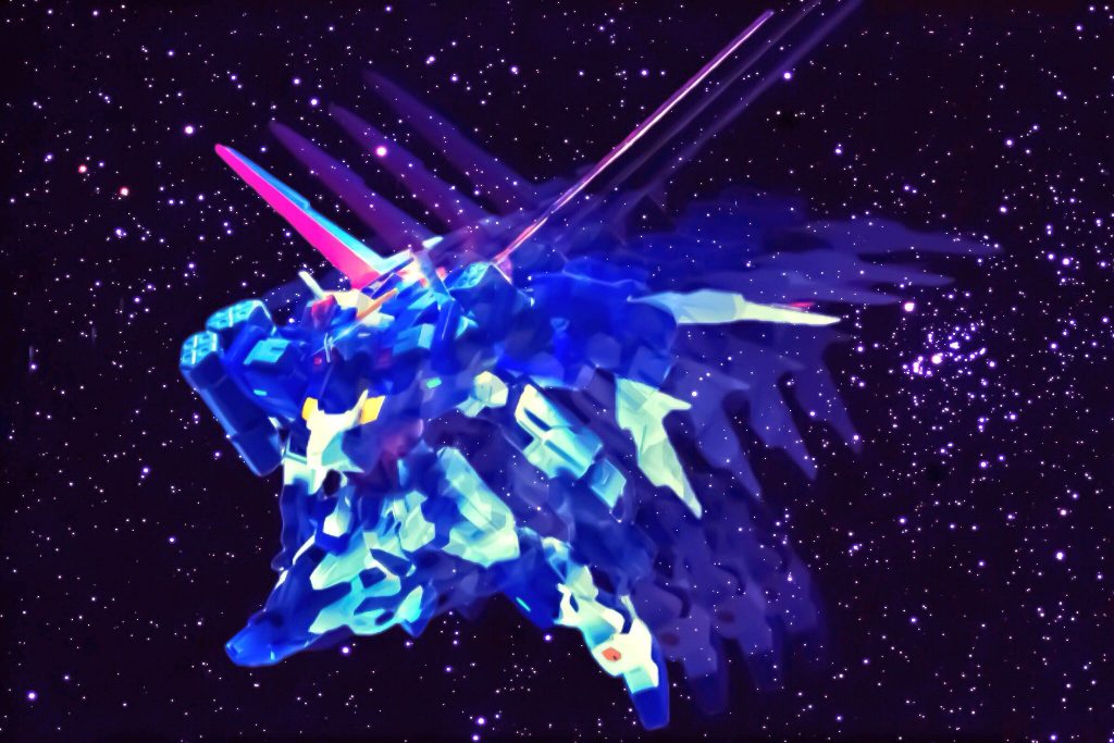 ## トールグリッドmode
トールストライカーヴレイブ背部の粒子、エネルギーを全面解放
機体のリミッターを全て解除し超高速戦闘を行うモード!
機体の後に蒼い機影が残る事から*ブルートランザム*とも呼ばれる!