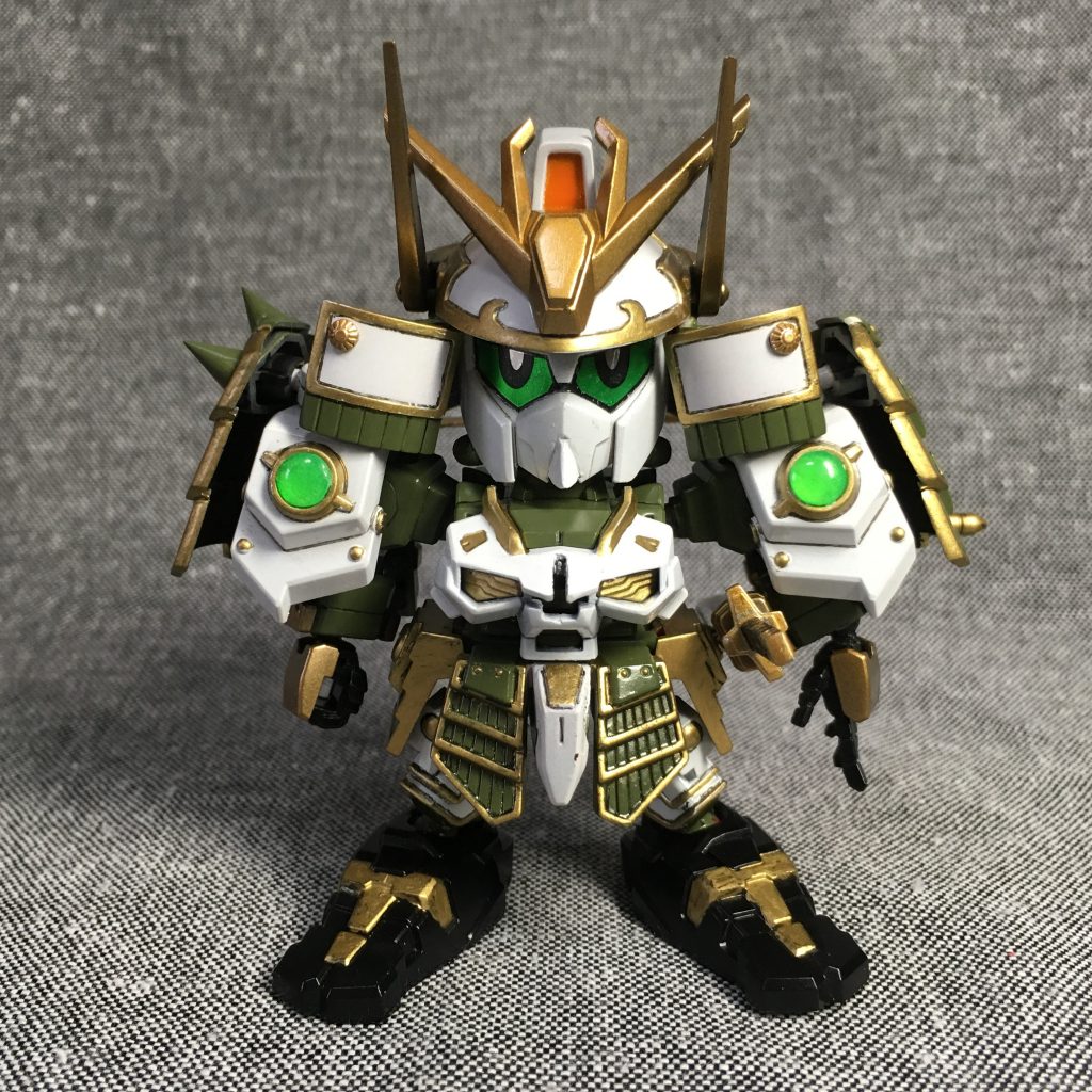 「精太形態」です。
キャラクターとしては「もう一つの姿で闇軍団に潜入し諜報活動を行っている頑駄無軍団の武者」という設定にしました。