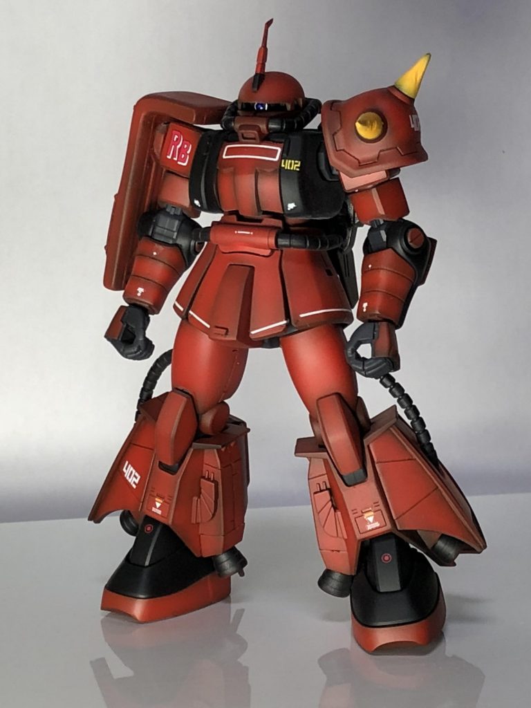 黒立ち上げでガイアのブライトレッドで塗装しました。