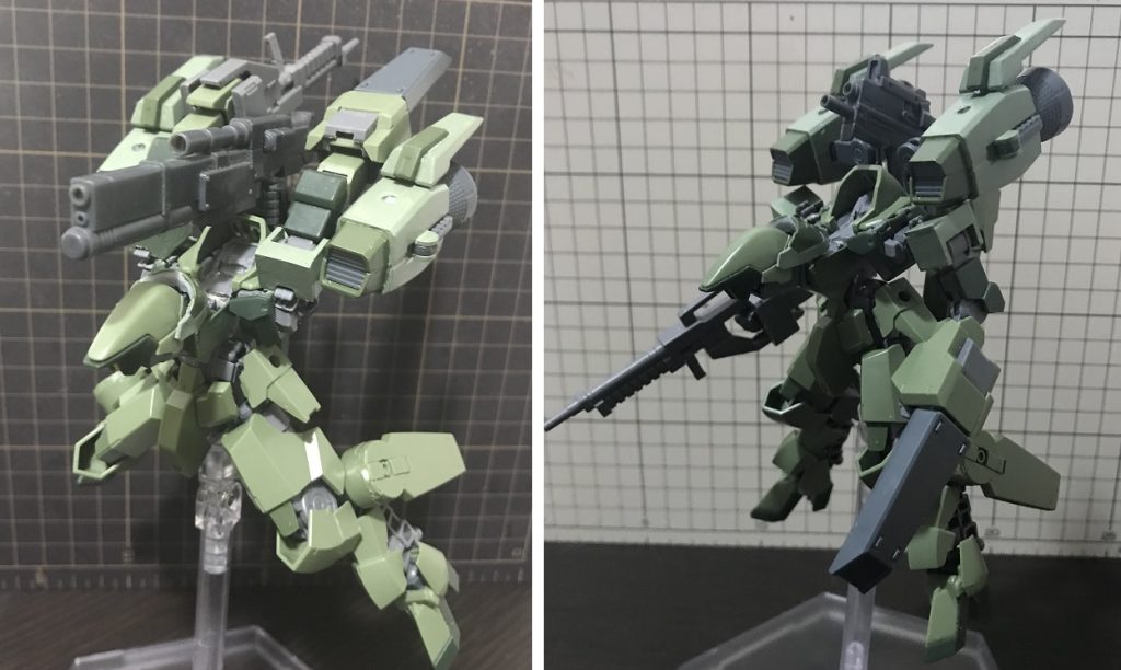 ■中間形態
3つ目の腕は軽く伸縮する機構が入ってて上下の武装保持に対応