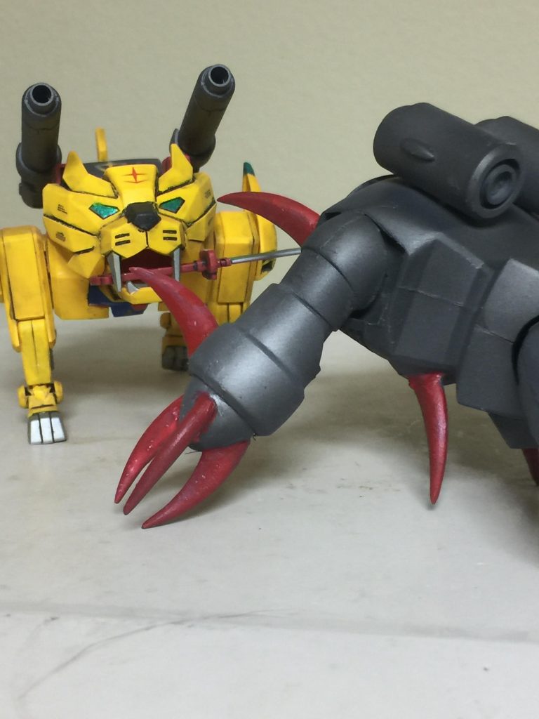 獣王・黒獅子VS魔怪獣ズゴック 
獣王・黒獅子が 魔怪獣ズゴックに 必殺技
ジュウオウソードを 口に咥え
ジュウオウソード スラッシュで
ズゴックに トドメを刺すシーン