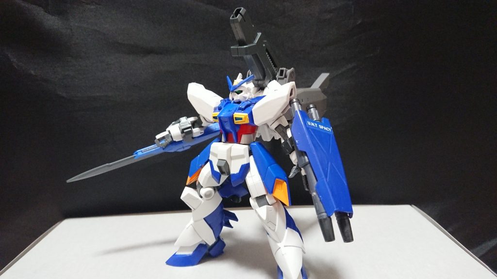 １度だけ使用した武装[大出力ビーム砲]。
３９秒間チャージして放つ広範囲かつ高火力な照射砲。
ツインバエルへの奇襲を仕掛ける時に装備していた武装だがチャージ時間３６秒頃になってツインバエル見つかり３８秒で発射、フルチャージは出来なかったがツインバエルの持つGNドライブ２つの機能を停止させる事に成功した(後に撃破も出来た)。