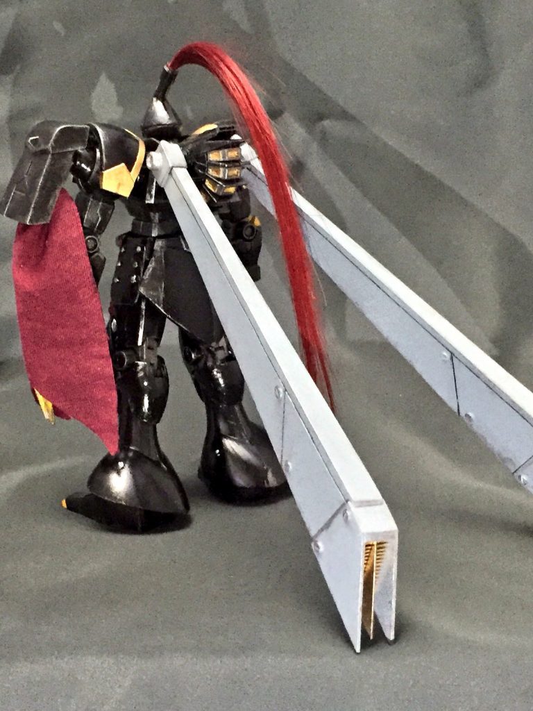 機体全高より長いプロペラントブースターはスクラッチしました
長物をぶん回すので、急制動のカウンターウエイトとしての役割を担う感じ