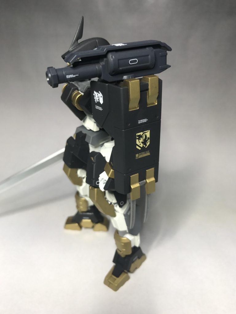 イオクくんの部下からの慕われ具合やラスタルのセリフから、イオクパパは部下を庇って亡くなったのでは、と推測。イオクくんが砲撃仕様のMSに乗っているのは、イオクパパが近接仕様のMSだった裏返しなのでは。
…ということで武装は近接戦闘を想定した物にしています。