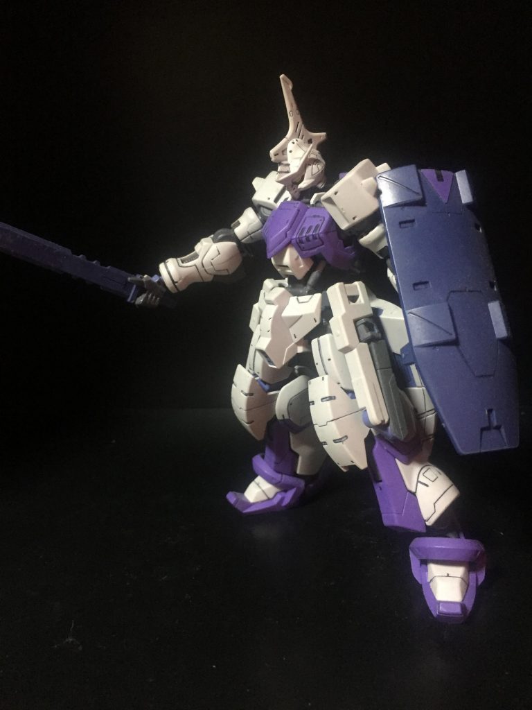 鉄血HGガンダムタイプ特有のガンダムフレームを成型色の薄いパープルからグレーに変更、後は部分塗装、スミ入れ、つや消しトップコートです。
私は簡単フィニッシュしかできないので、オリジナル機体やミキシングできるモデラーさんを見て本当に凄いなあ、と思うばかりです。。