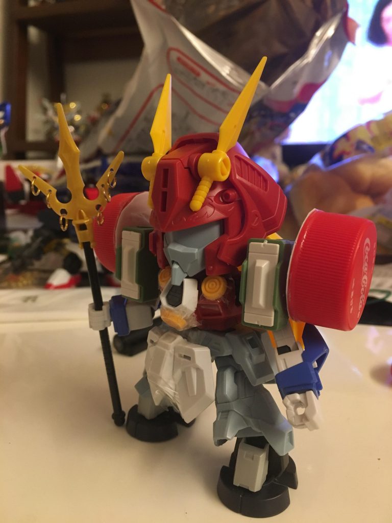 塗装前です。
足首がHGヘルムヴィーゲリンカー、フロントスカートはウイングゼロ炎でそれ以外はBB戦士のミキシングです。
肩アーマーはペットボトルのキャップ、錫杖の輪っかは100均のマルカンを使用しました。

ご覧頂きありがとうございました^ ^