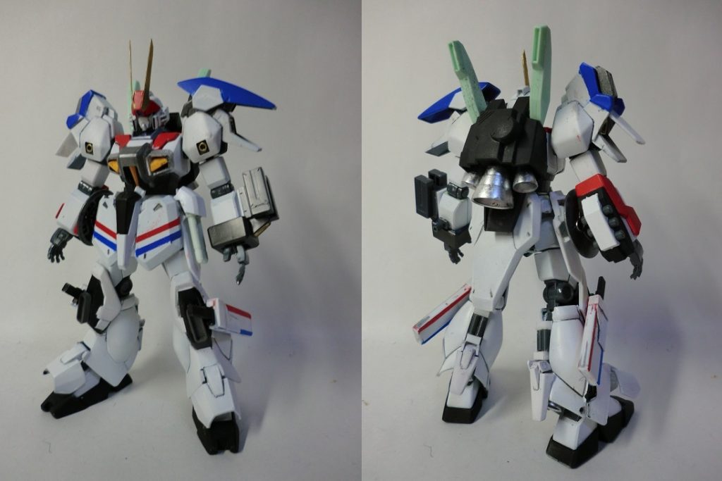 ジョイントは残してるので普通のジェガンのバックパックに換装できます
こっちのほうがまとまりがいいかな