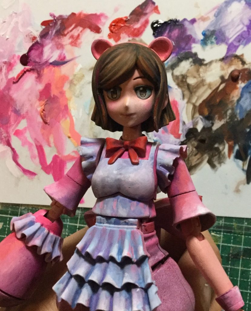 アクリル絵の具筆塗り中