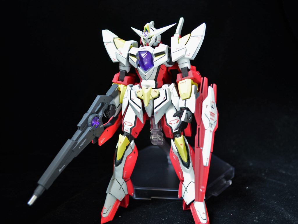 塗装レシピ
(C)…クレオス
(G)…ガイアノーツ
(F)…フィニッシャーズ
レッド…クリムゾンレッド(サイバーフォーミュラカラー)(G)
ホワイト…キャラクターホワイト(C)
イエロー…ファンデーションクリーム(F)+サンシャインイエロー(G)
関節…ジャーマングレー(G)+艦底色(C)+ホワイト(C)
ライフルなど…メカサフ スーパーヘビィ(G)
クリアパープル…ルミナスパープル(G)+Ex-クリア(G)