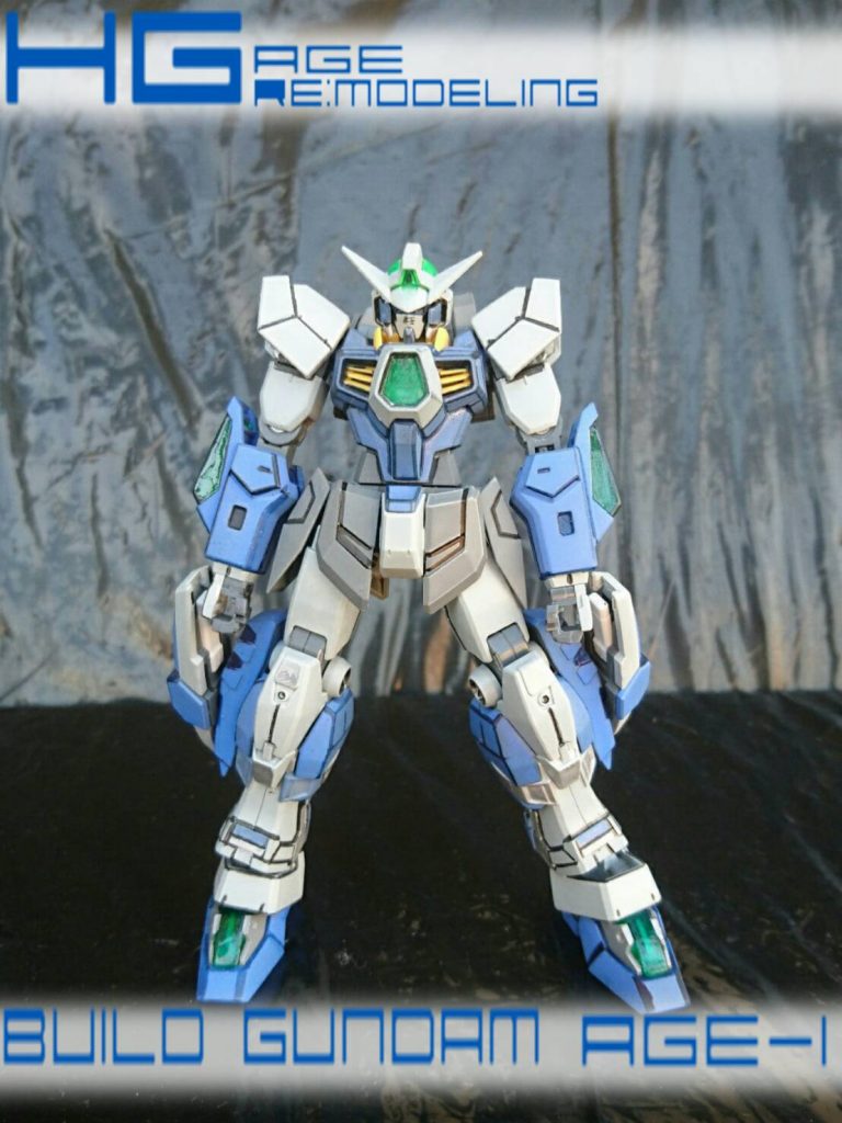 ・正面
Aの文字を塞いでいるのはフラット用のパネルを複製してクリアグリーンで塗装したものです。
ここからゲイジングビームという必殺技を放ちます。
また、腕部からは粒子を発生させて小説版のスパローシステムを擬似的に発生させます。