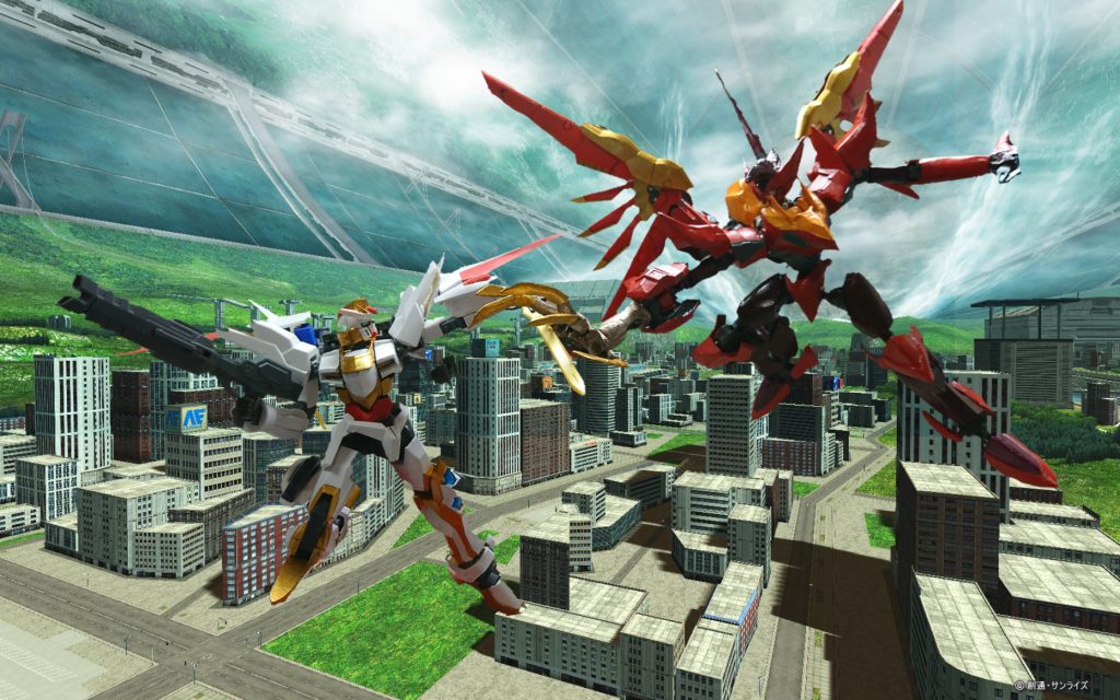 これは彼女の所属する紅の騎士団とライバル関係にあるフォース「ナイトオブラウンズ」のエース、リオン・シュヴァリエの駆るストライクランスロット・エアキャバルリーとの戦闘を写したものである
勝ち気な性格のアスカとインテリタイプのリオン、性格の違いから意見が合わず顔を見ただけで口喧嘩が始まるほど相性が悪く、フォース戦だけでなくタイマンで対戦することが多く記録に残っているだけで200戦は対戦している。
ここ30戦の対戦成績はアスカ18勝、リオン12勝とアスカが若干上である。
この二人、腕はいいのだがフォース戦の最中でも、たまに作戦を無視して辺り構わず衝突する事が多々あるため両フォースメンバーから問題児扱いされることがある。
「堕ちなさい!このインテリ白兜!」
「そっちこそ、いい加減撃墜されてくれませんか!」
「ハァ……また始まったか(--;)」