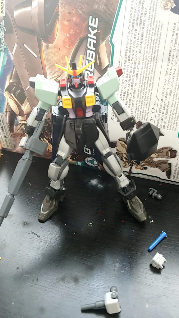 写真を撮り忘れたので途中塗装の画像
フォビドゥンガンダムの肩と足
ストライクノワールの腕と脚
バイアランカスタムのブースター
ガイアガンダムのパーツは頭と胴だけである