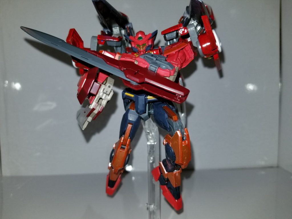 ───初陣───
出力の向上したガンプラは、思いのほか軽快な動きを見せた。
ベースがいいのか改造が良かったのかはわからない。
ただ、少なくとも初心者向けのミッションに出てくるNPDに苦労することはなくなっていた。
【ガンプラ仕様(設定分部含む)】
モデルナンバー:GNDVtroM
全頭高:約18m
全長:約18~27m
全備重量:72.4t
動力:太陽炉×4
【武装】
GNソード
プロトGNソード
GNハンドバルカン×2
【特殊機能】
トランザムシステム
フリーダムダイブ