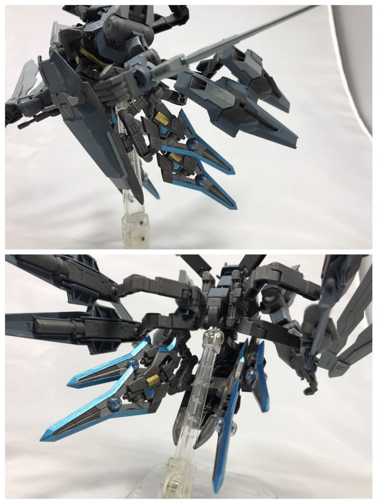 ## [武装運搬能力]
鵲には斑鳩の支援機として予備のソーデッドカノンをはじめとした携行武装を運搬する機能が備えられている。