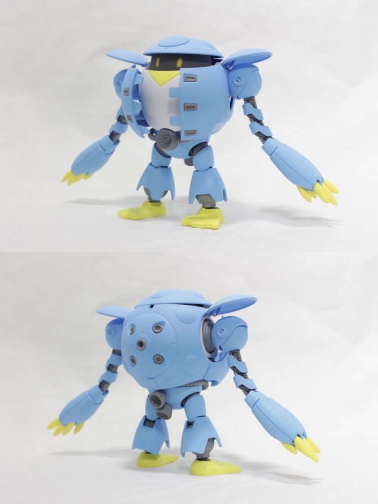 前後写真。かなり淡い色に塗装。各部の肉抜きも（雑に）埋めています。