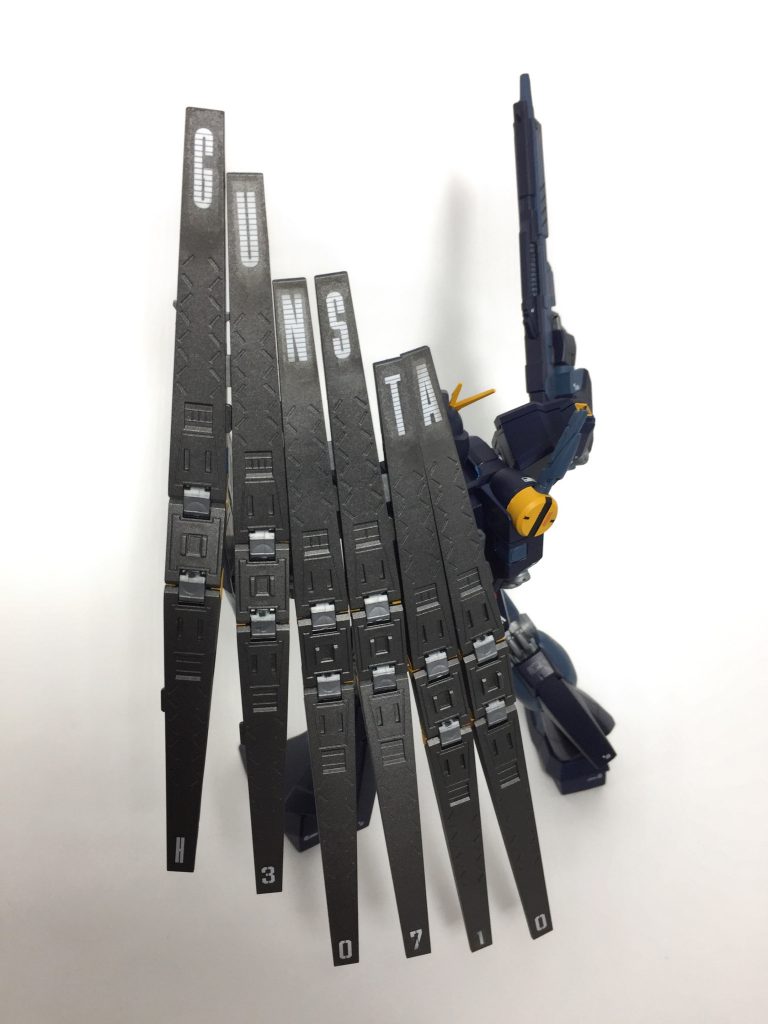 フィンファンネルを広げるとこっそりGUNSTAデカール。
下にはGUNSTAが復活した日付も貼ってます。
復活してくれて本当にありがとうございます(≧∀≦)