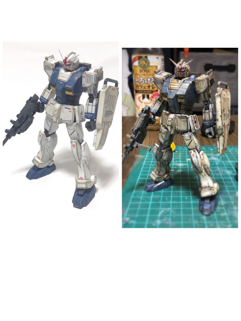 ウェザリングする前との比較です。