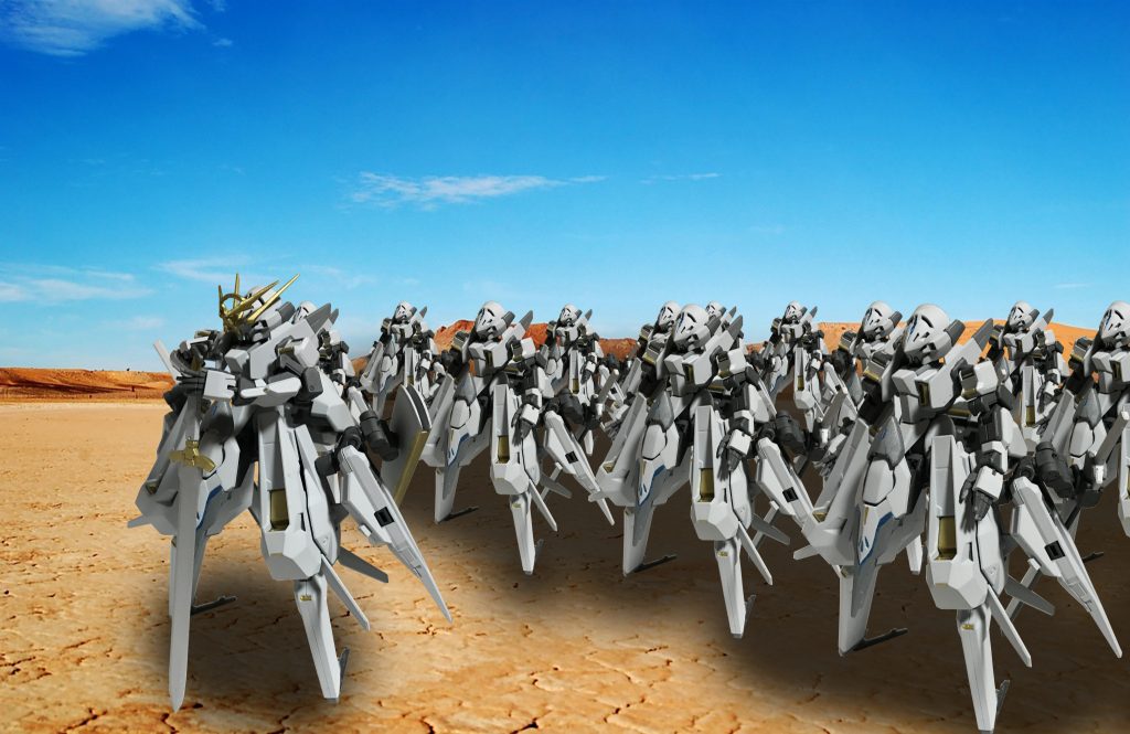 ## [普遍の古操兵 フレッシル・アウスラ]
旧大戦中、新人類側で運用されていた記録が残る古操兵。
「全てのものに通じる」という意味を持つ、〝普遍〟を冠するこの機体は、その汎用性を最大にまで高めることを目標に開発されており、装備の換装により様々な機能を付与することが可能であったとされている。

帝国領にある旧大戦時代の古戦場遺跡において、まとまって複数の機体が発見されたことから、一定数量産された高級量産機であり、同型機で統一された大隊単位での運用がなされていたのではないかと推測されている。

フレッシル・アウスラと呼ばれる指揮官仕様機が数機存在していたことがわかっており、フレッシルと比べ基本性能が高いほか、乗り手に合わせた専用装備を持ち、出力調整が施されるなど、乗り手に合わせたカスタムが施されていたようである。
このフレッシル・アウスラのコアユニットを元に、ルントがシルフレイを組み上げることになる。