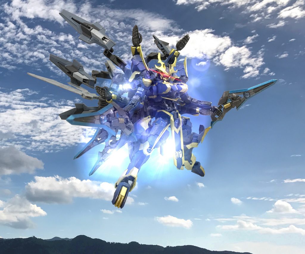 禍津斑鳩は飛んでこそ、ということで空の背景と合成し飛行しているイメージ画像を作ってみました…!