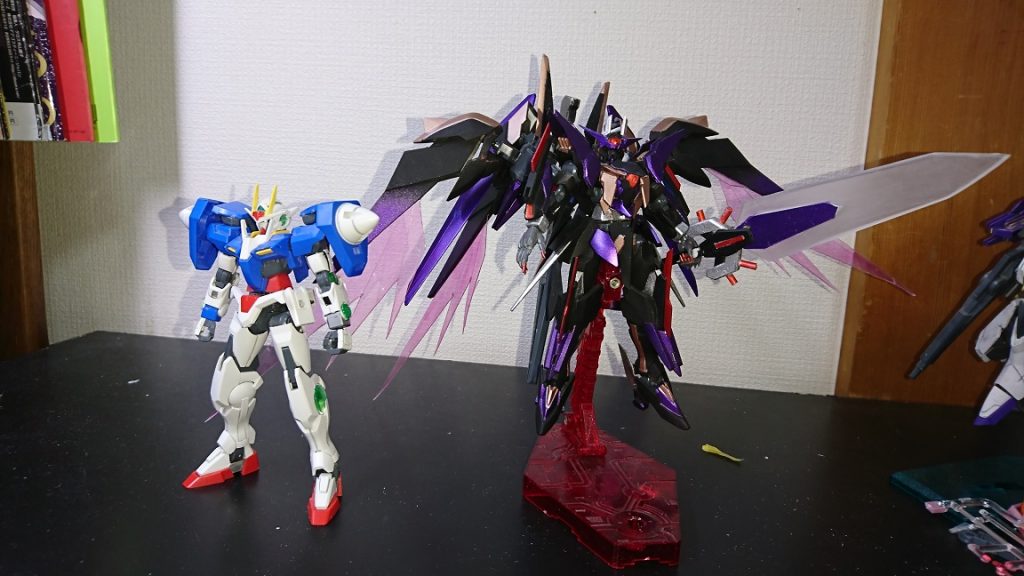 元のダブルオーガンダムと
オーライザーの部品は一切使っていないのであくまでダブルオーガンダムの改造機として製作しました