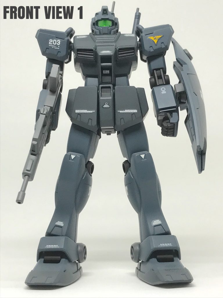 ライフル、シールドをクゥエルから流用。
ライフル弾倉マガジンを上位置に移動。
 ノーマルの下位置だと腕部や胴体に接触し
動かした時に塗装ハゲを起こしてしまう為。
（完成間際の塗装ハゲは非常に心折れる！）