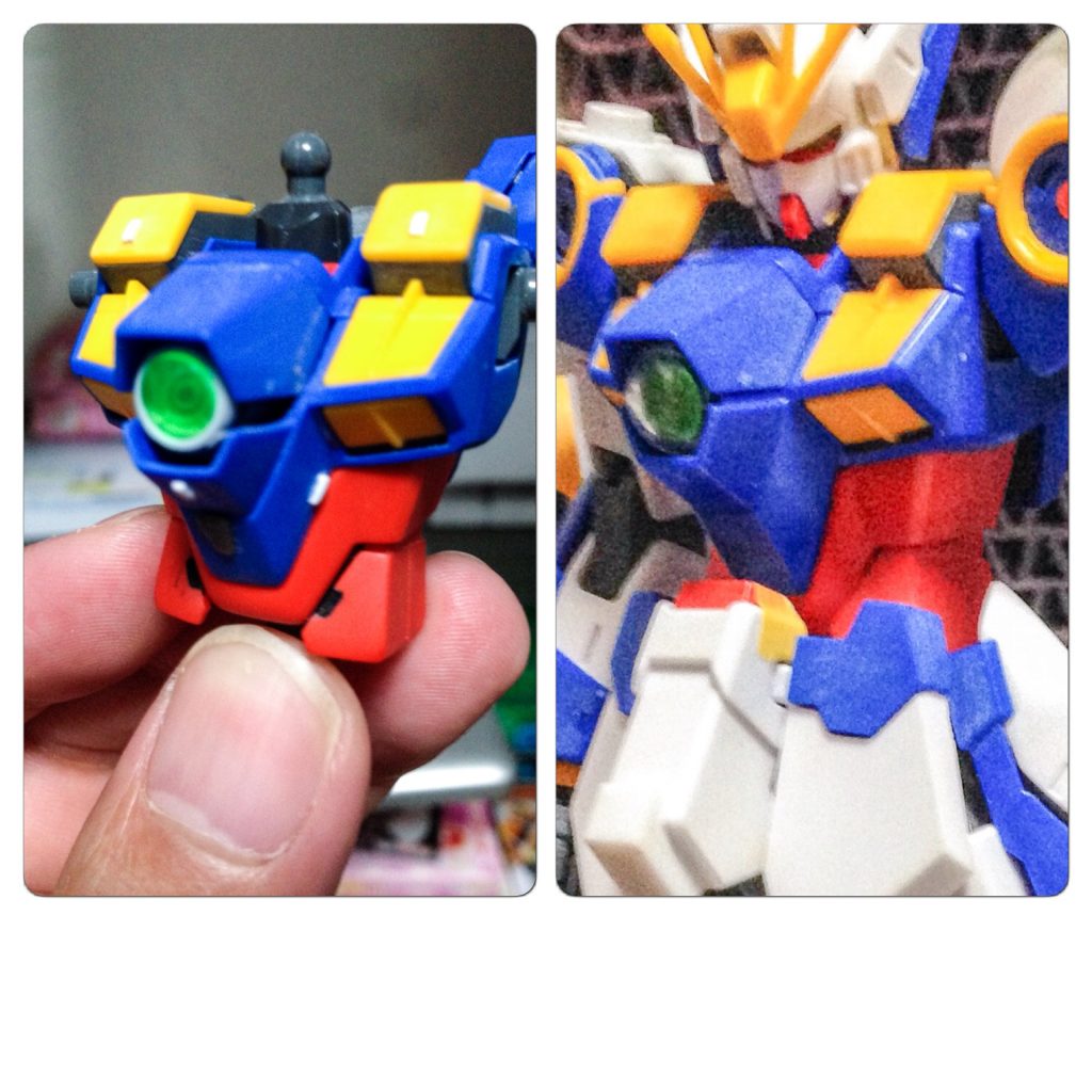 細かい改修がいっぱいな胸部、この写真だと比較できていませんが肩のバルカンポッドも取り付け位置下げています