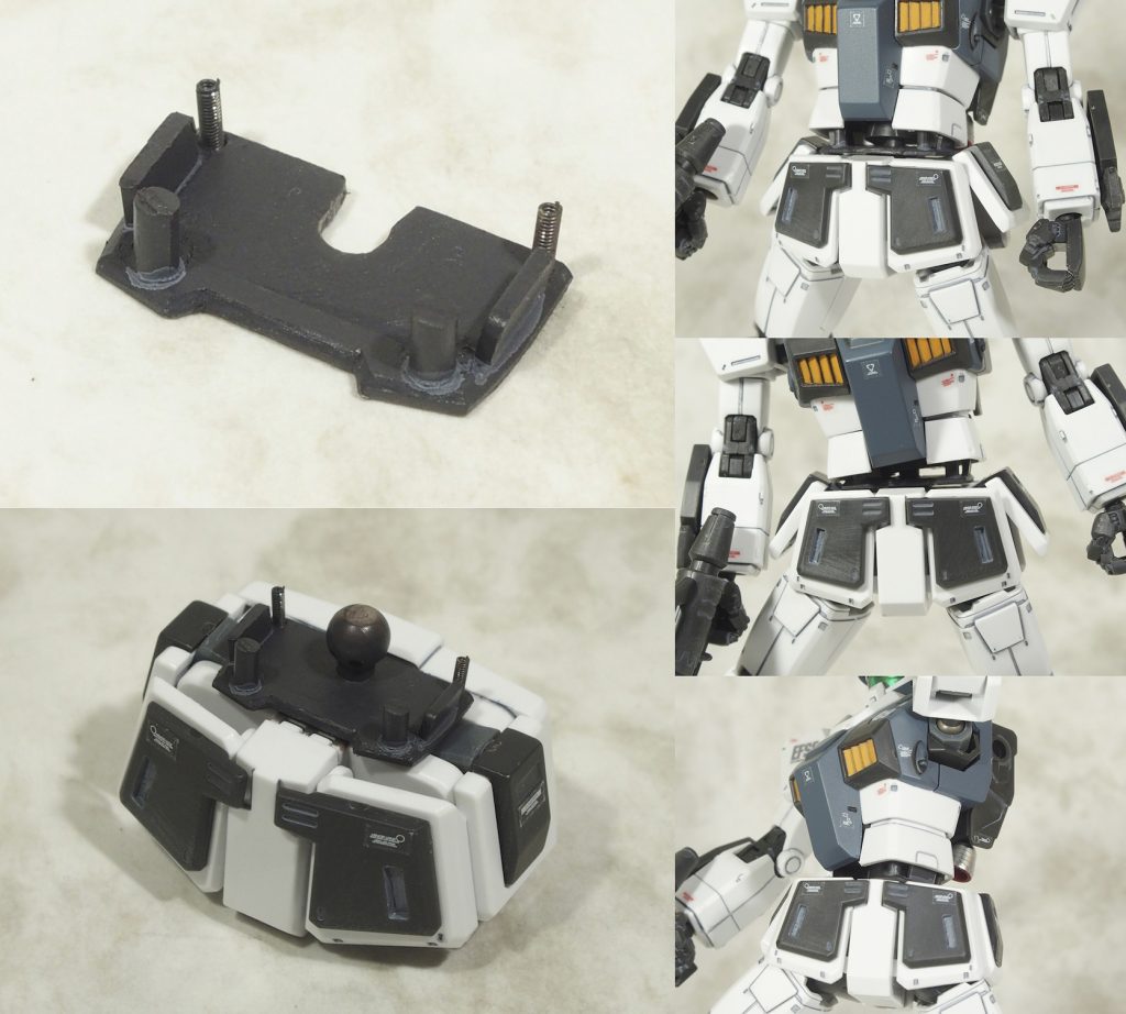 腰の隙間をちょっとだけ演出するパーツをランナーとタグで作成。