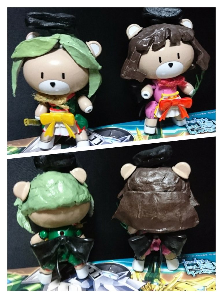 次に丁礼田舞と爾子田里乃をイメージしたプチッカイです!
こちらはプチッカイ
チナッカイ×2(エプロン補充のため)
紙粘土(軽いタイプ)を使っています