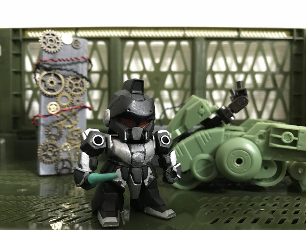 改造はおでこはヘッドギア風にパテで作って耳を削ってヘッドフォン風にしてみました。