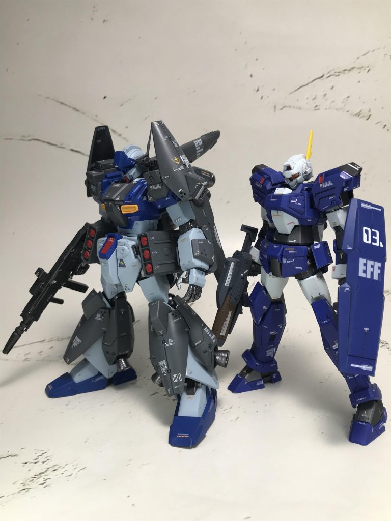 特に意味はありませんが、同じようなカラーリングのtype ASSAULTとツーショット。ちなみに、写真だと分かり難いですが、濃い青は別のものを使っています。