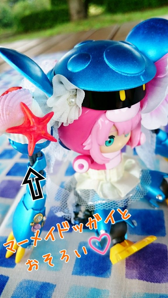 この貝殻とヒトデに見覚えがある方もいますか？以前GUNSTAで開催されたコンテスト“くまコン”の時に作った『マーメイドッガイ』とお揃いです♪水辺の子同士、お揃いの物が欲しくて付けてみました✨ヒトデは樹脂粘土です✧*。