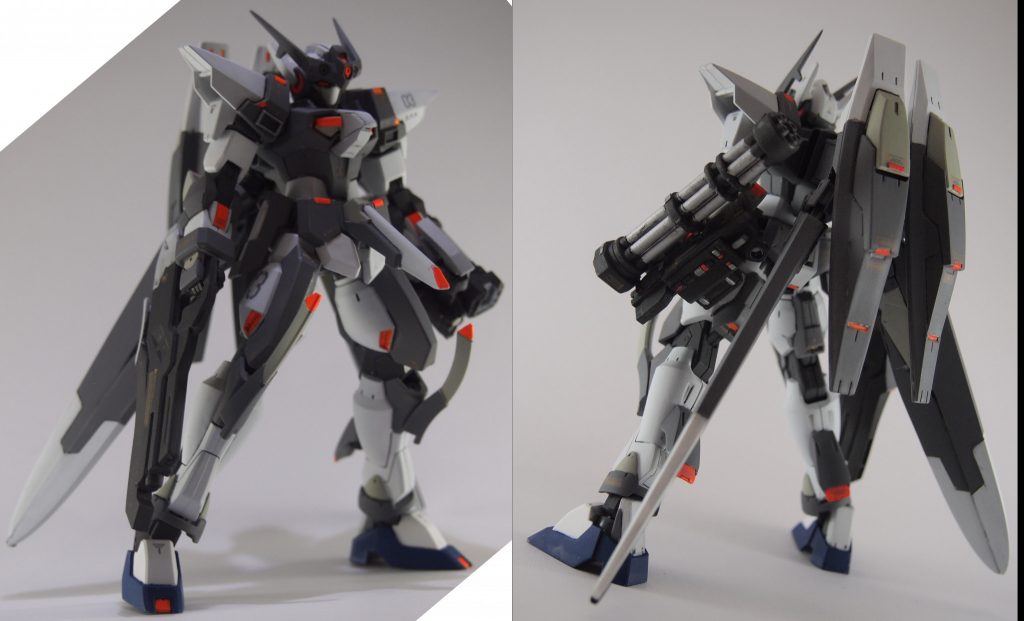 機体名 Gアイオーン
Gバウンサーをベースに機体各部にスラスター、背部にジェネレーターを増設し機動力の強化と継続戦闘能力の増強をめざして試作された拠点強襲支援機。
第三試作部隊の僚機であるガンダムAGE-2 オーバードーズ(以下AGE-2 OD)、シャルドール ディスカスカー(シャルドールD)との連携を強化するために近、中距離の戦闘を想定した試作兵器を装備。