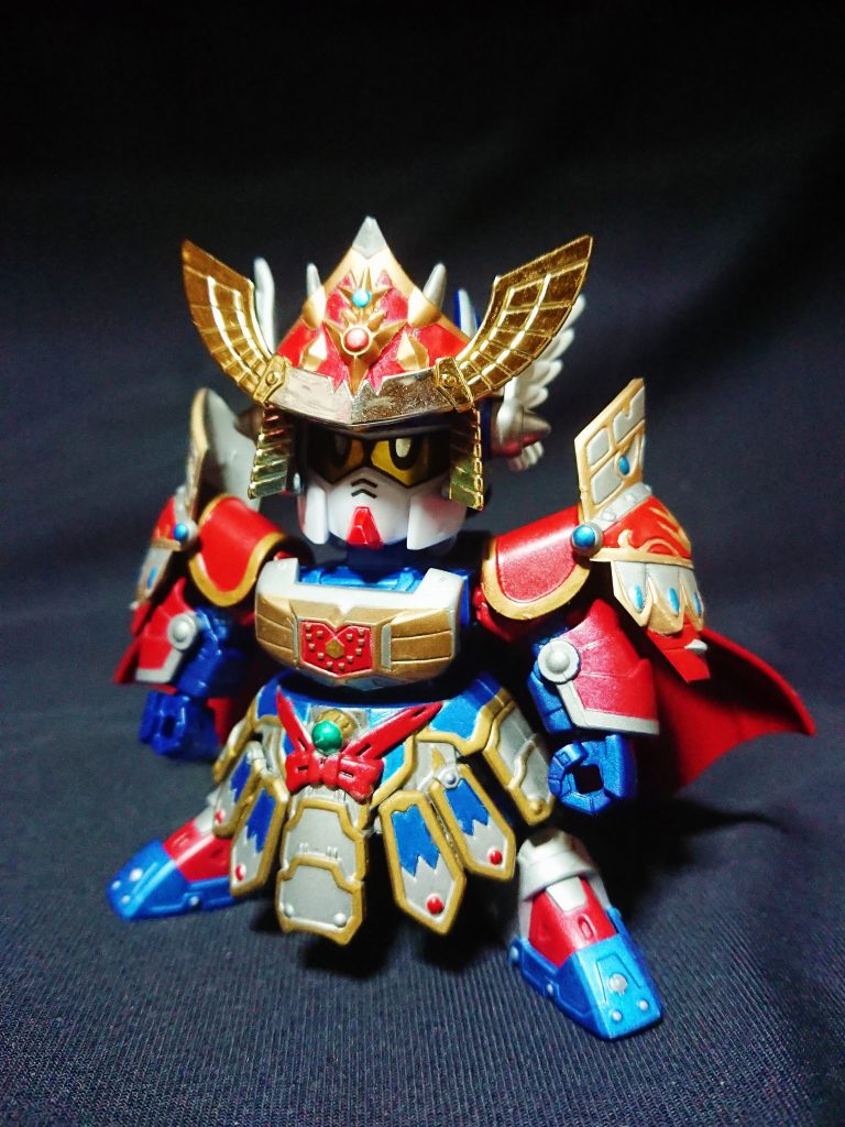 使用キットは、キングガンダムⅡ世、LGBBフルアーマー騎士ガンダム、劉備、鬼牙装関羽、曹丕、公孫瓚となります。
キングのプロポーション重視のため、皇騎士はオミットしています。
一部オリジナルですが、当時の雰囲気は残せたかと思います。