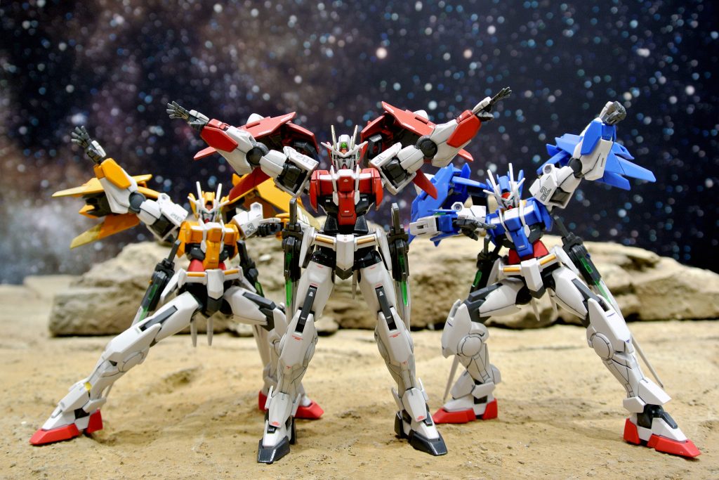 ガンダムベース東京のジオラマをお借りして撮影。やはり恥ずかしくなってきて、焦ってポーズが決まりませんでした…