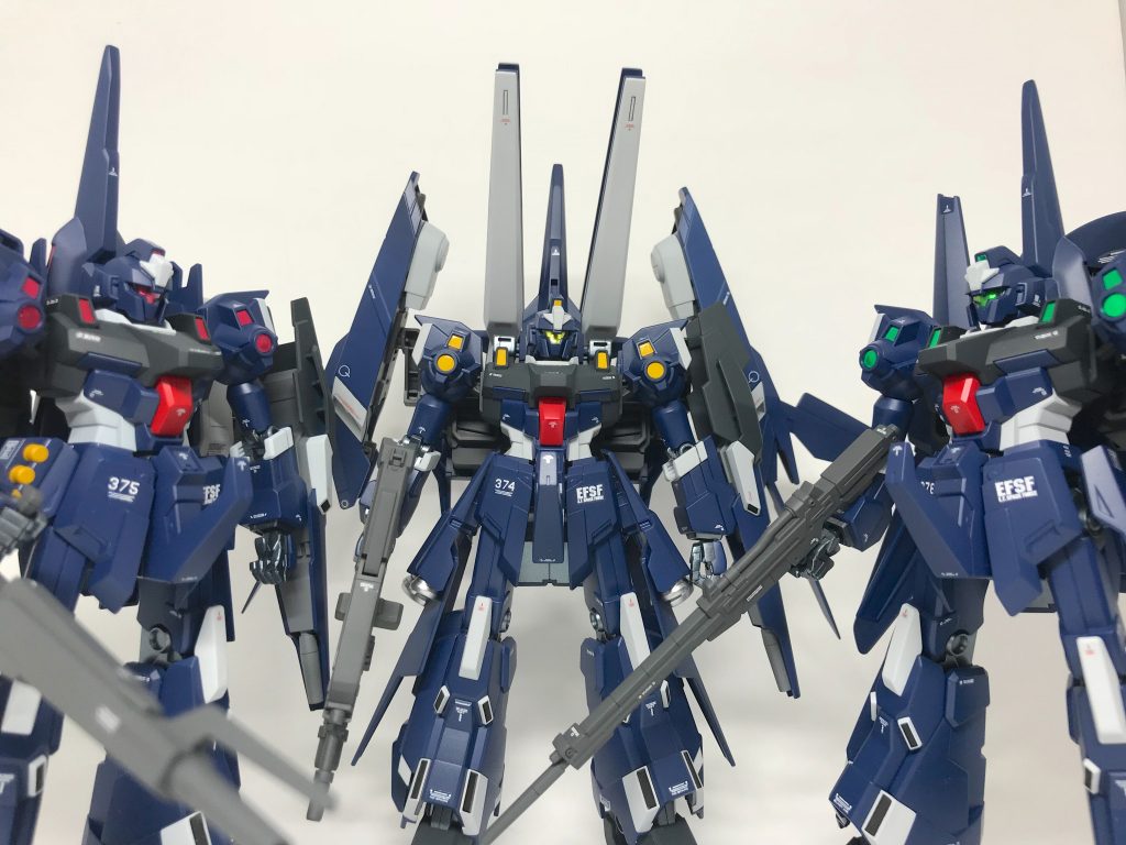 第37部隊第2小隊の完成です。
●374号機 リゼルNT仕様
●375号機 スタークリゼル
●376号機 EWACリゼル
次は第3小隊に着手だ〜 ベース機は
何にしようかな〜 (●´ω`●)