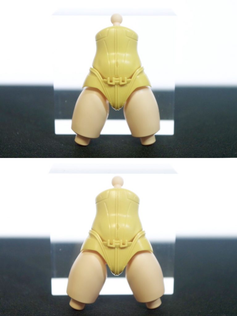 腹横筋辺りのこのくぼみに違和感しか感じなくて、微々たる差だけどもう少し下まで窪ませた。この違いわかるかな。