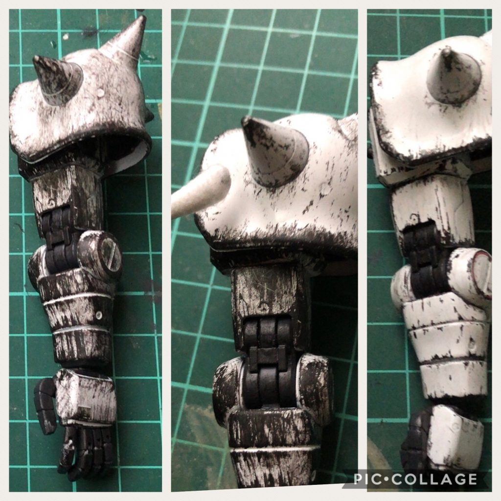 チッピングはシタデルベタ塗りから綿棒で拭き取りです