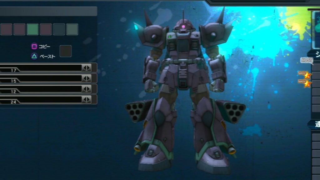 参照（ゲーム画像ですみません…）
ガンプラの色を決めるのにかなり役に立ちました。2がPS4で出てます（無料）