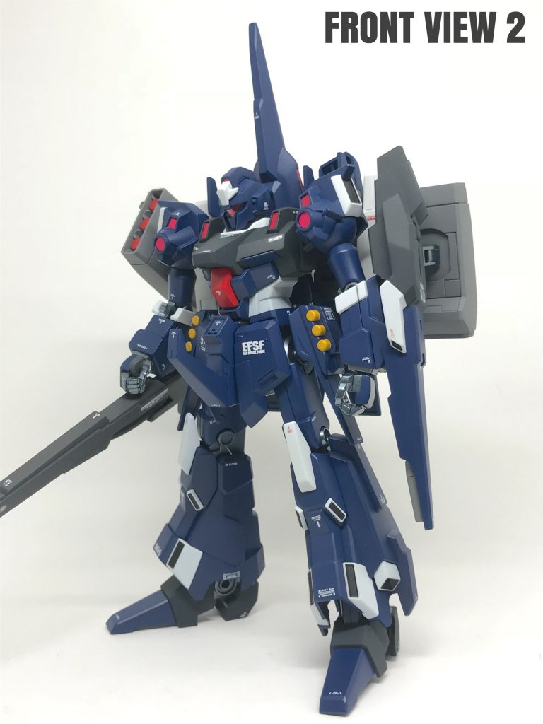 武装はスタークジェガンのミサイルポット
にZⅡのロングビームライフル、腰には
ジェスタのハンドグレネードを装備させて
みました。