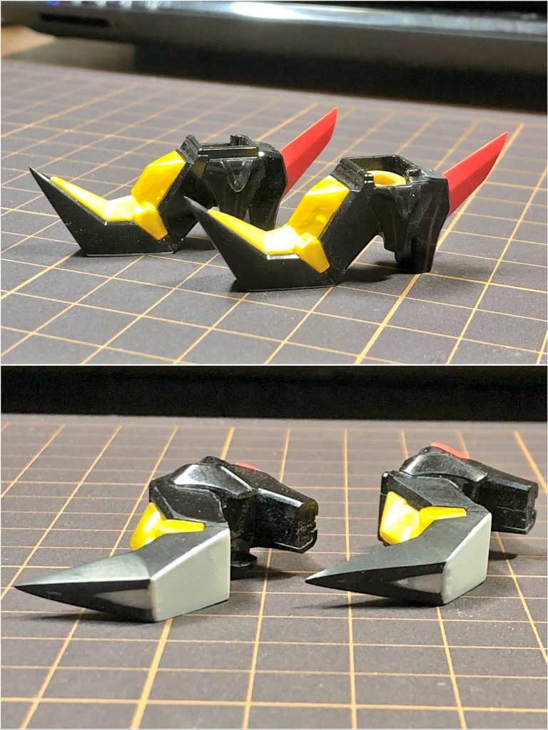 差し替えた天ミナの足は更にシャープ化し、肉抜き等はプラ板にて塞ぎました