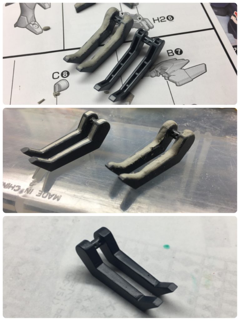 お次は今回初挑戦となったエポキシパテによる肉抜き埋めです!
昔から気になっていたクローアームもご覧の通り違和感の無い仕上がりに(自画自賛)
技術的なアドバイスもいただき、初めてにしては満足です!ありがとうございました🙏