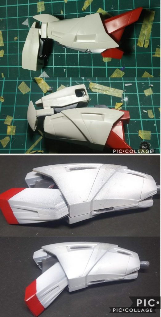 膝の真ん中を切り離し関節を新たに製作
足に可動軸を増やしつま先立ちが出来るように、ロール軸を追加し設置面積が増えました。