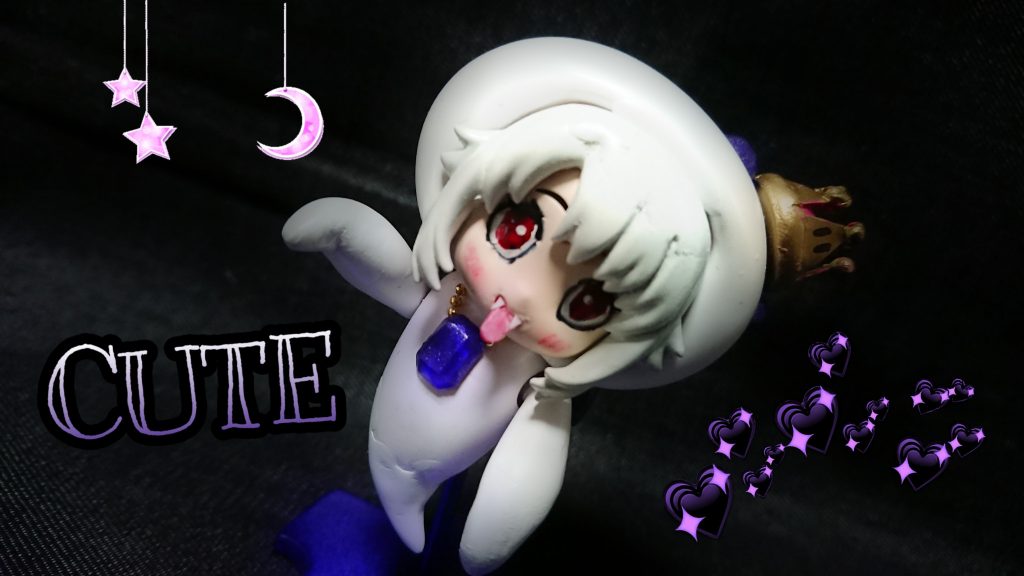 『舌』はランナーを削って、『歯』はプラ板を使ってます(*´ω`*)
あとは女の子らしく、チークもしっかり♪
さらに可愛く、目にハイライトも♪