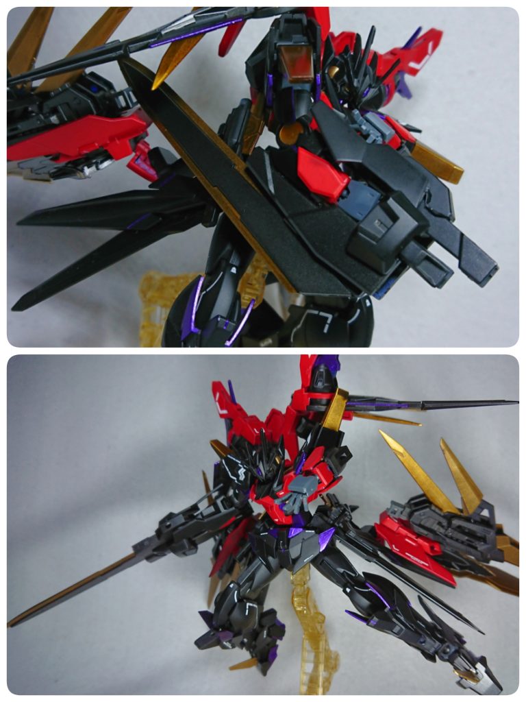 そしてお次に今作のメイン武装である
「GNソードⅢ・炎斬鉄」
通常のGNソードⅢ同様、ソードモードとライフルモードに切り替え可能。