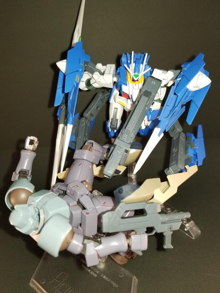 雪山コース終盤、バグが発生。
エリアを封鎖する能力を持ったＮＰＤの防御力が異常な数値になってしまった。
走ることに主眼を置いていた先行のガンプラ達が足止めされているが、リクのガンプラは違った。

全力で接近し左のスキーで武器を反らし、右のスキーで脚を取って転倒させる。
回避のできないＮＰＤに向かって、全ての銃口を向ける。

リク「この距離から全弾撃てば！」