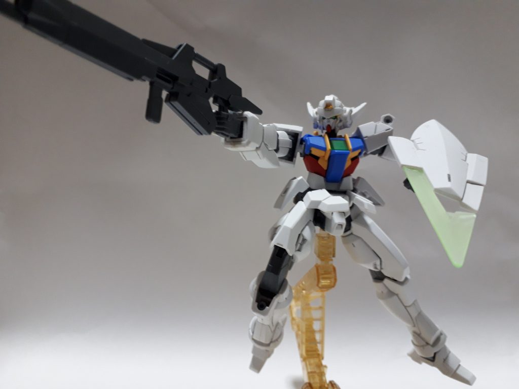 スカイドライブとレールガンを取り外した基本形態バウンサー形態。つまり高速形態ですね。武装が無い分軽く、G-バウンサーの特徴を最大限に出せます。GNコンデンサーが動力源といったところか。